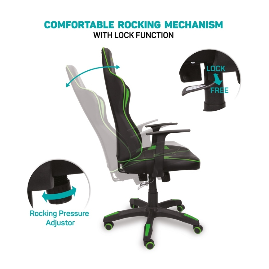 CONNECT IT CGC-0700-GR - Gejmerska stolica LeMans Pro crna/zelena