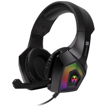 CONNECT IT CHP-5600-BK - LED RGB gejmerske žičane slušalice sa mikrofonom, crne