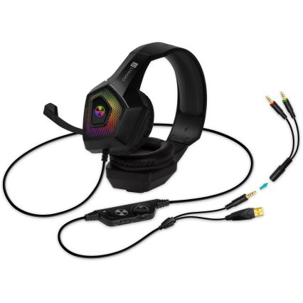 CONNECT IT CHP-5600-BK - LED RGB gejmerske žičane slušalice sa mikrofonom, crne