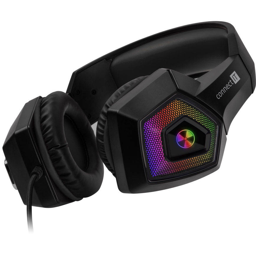 CONNECT IT CHP-5600-BK - LED RGB gejmerske žičane slušalice sa mikrofonom, crne
