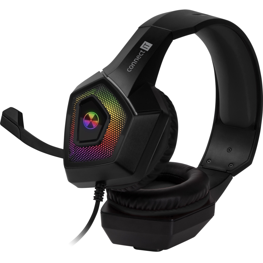 CONNECT IT CHP-5600-BK - LED RGB gejmerske žičane slušalice sa mikrofonom, crne