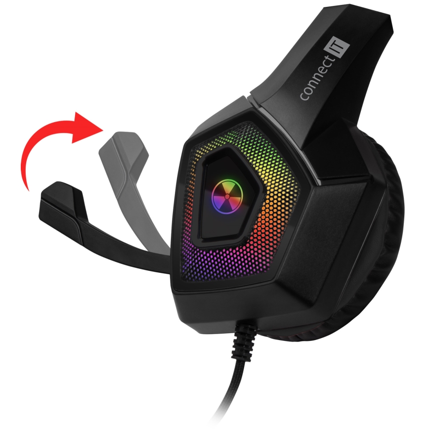 CONNECT IT CHP-5600-BK - LED RGB gejmerske žičane slušalice sa mikrofonom, crne