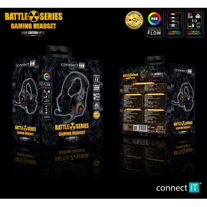 CONNECT IT CHP-5600-BK - LED RGB gejmerske žičane slušalice sa mikrofonom, crne