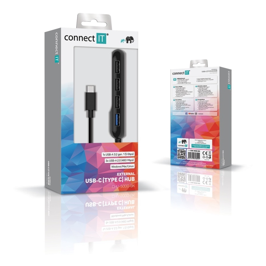 CONNECT IT CHU-5000-BK - USB-C hub 4 u 1