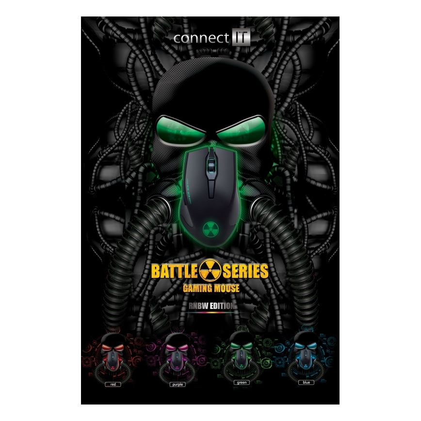 CONNECT IT CI-1128 - LED žični gejmerski miš 1000/1200/1600/3200 DPI crna