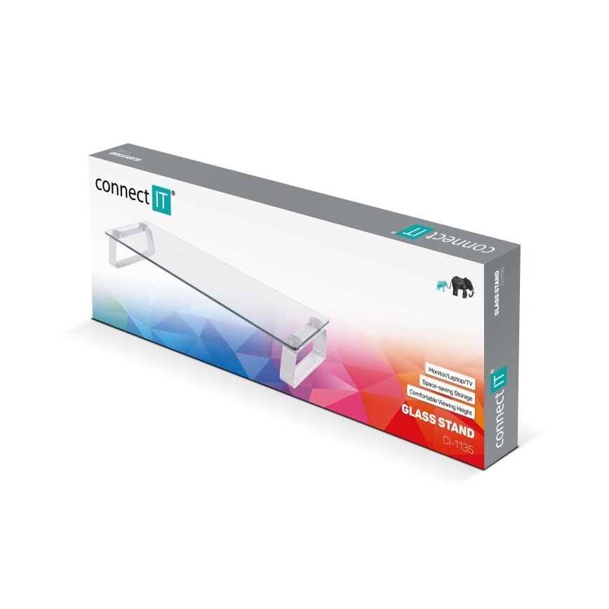 CONNECT IT CI-1135 - Višenamensko stakleno postolje prozirno/belo