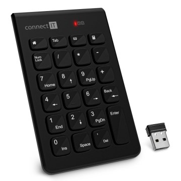 CONNECT IT CKB-0062-BK - Bežična numerička tastatura 1xAAA crna