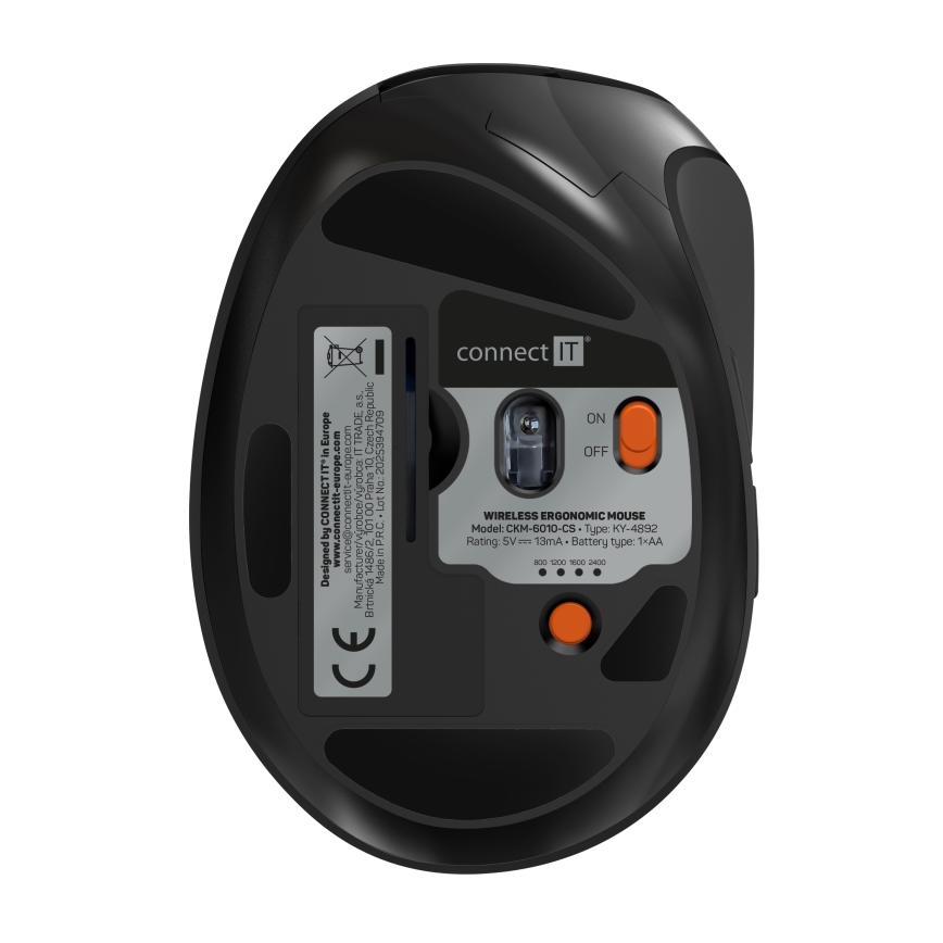 CONNECT IT CKM-6010-CS - Ergonomska bežična tastatura i miš 800/1200/1600/2400 DPI sa CZ/SK lokalizacijom 1xAA + 2xAAA crna