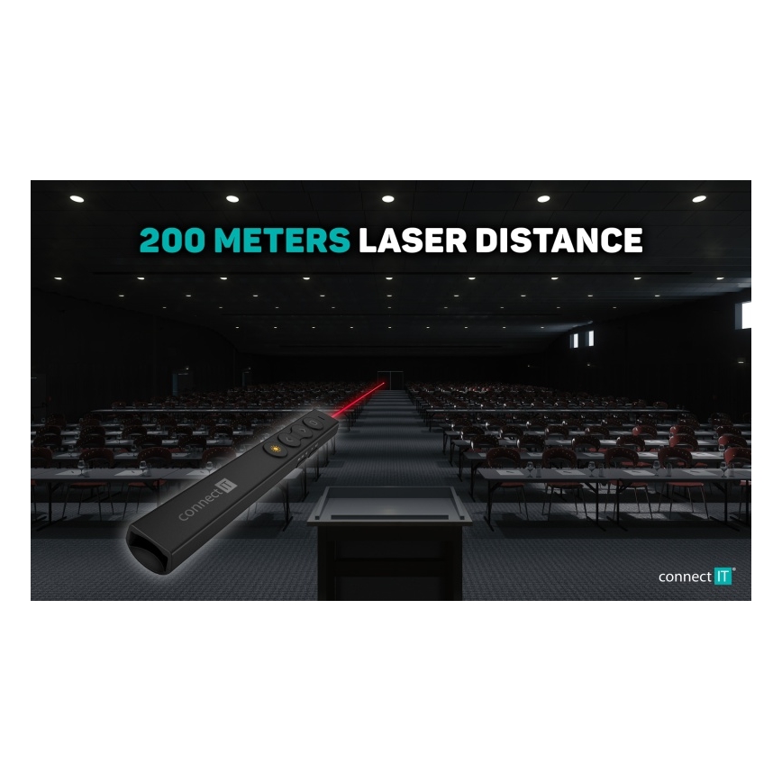 CONNECT IT CLP-2050-BK - Bežični prezenter sa laserskim pokazivačem 1xAAA