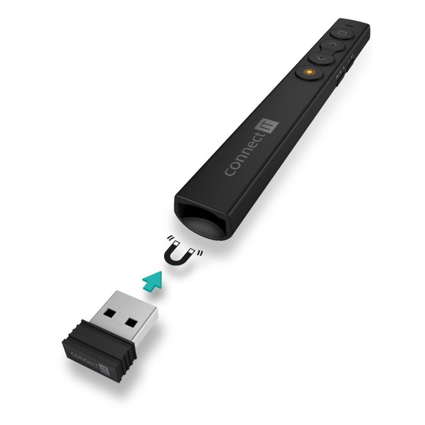 CONNECT IT CLP-2050-BK - Bežični prezenter sa laserskim pokazivačem 1xAAA