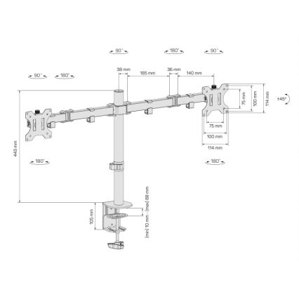 CONNECT IT CMF-3203-BK - Univerzalni nosač za 2 monitora 13-32” crni