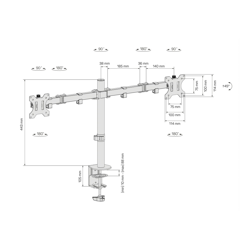 CONNECT IT CMF-3203-BK - Univerzalni nosač za 2 monitora 13-32” crni