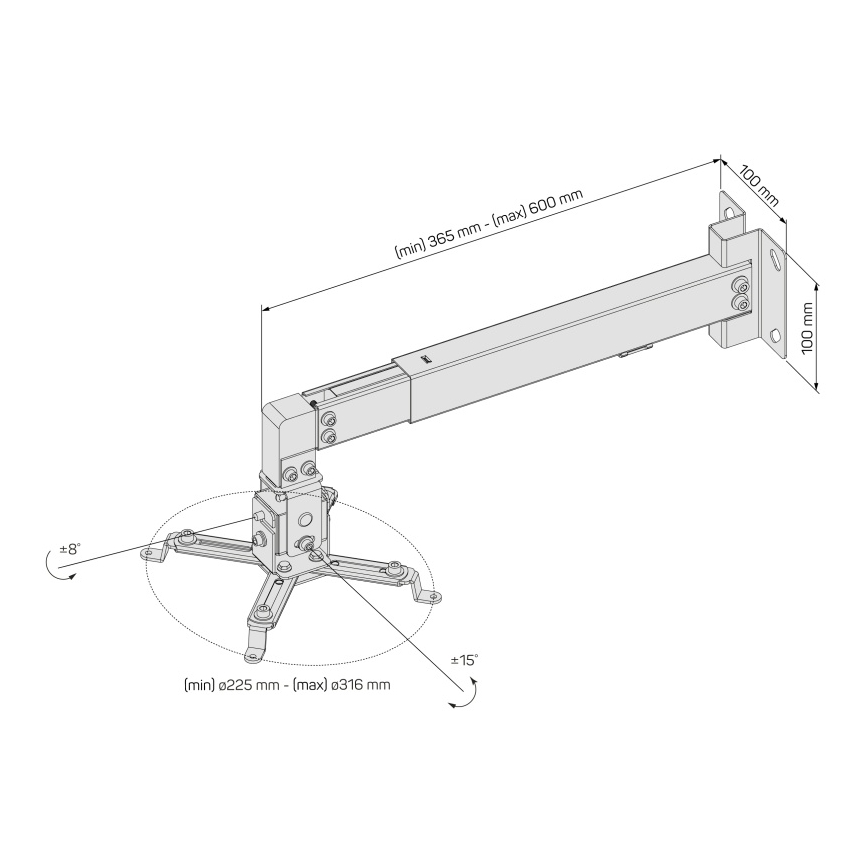 CONNECT IT CMF-7020-SL - Zidni nosač za projektor, srebrni