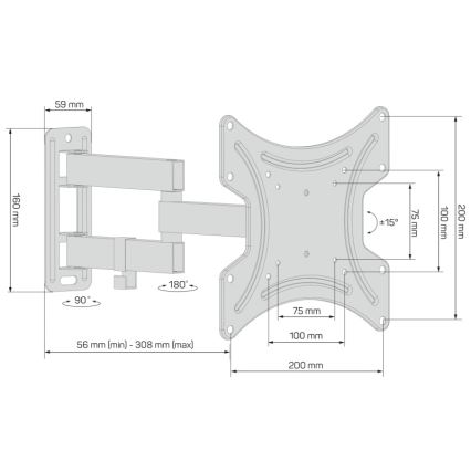 CONNECT IT CMH-2012-BK - Zidni nosač za TV 13-37” crne boje