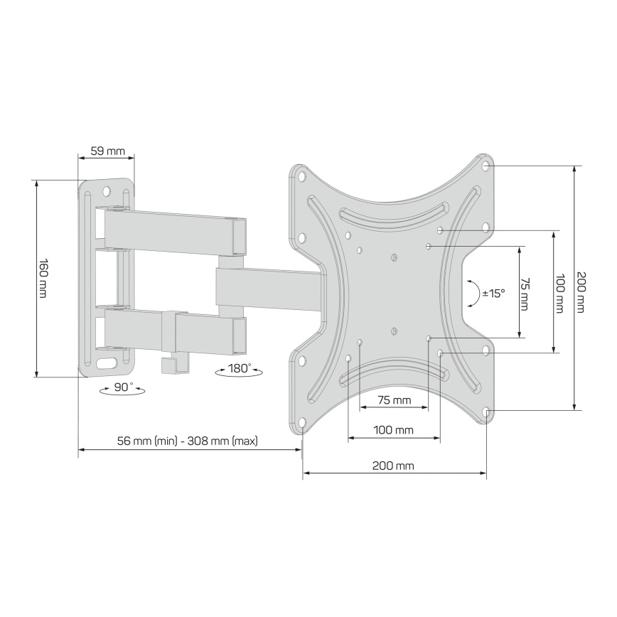 CONNECT IT CMH-2012-BK - Zidni nosač za TV 13-37” crne boje