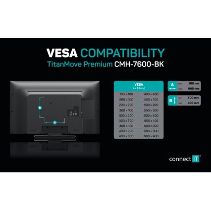 CONNECT IT CMH-7600-BK - Zidni nosač za TV 32-70” crni