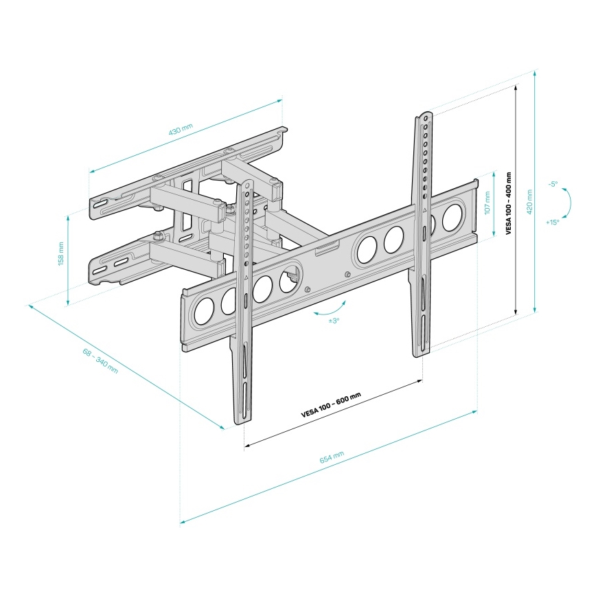 CONNECT IT CMH-7600-BK - Zidni nosač za TV 32-70” crni