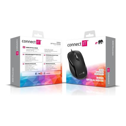 CONNECT IT CMO-1200-BK - Žični miš 1000 DPI crne boje