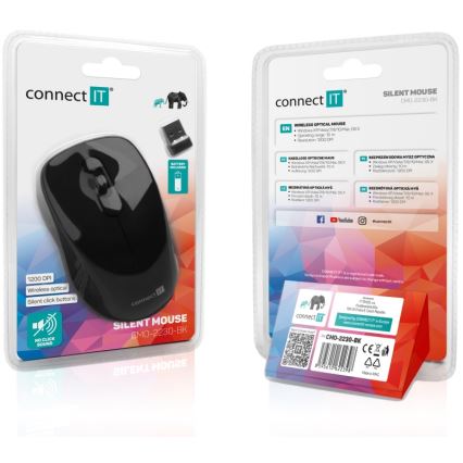 CONNECT IT CMO-2230-BK - Bežični tihi miš MUTE 1200 DPI 1xAA crna
