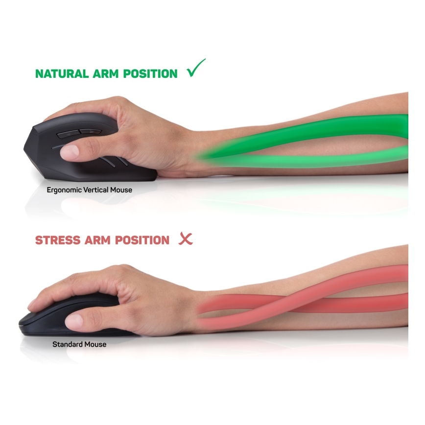 CONNECT IT CMO-2500-BK - Ergonomski žični miš Verti Wire 1000/1600 DPI crni