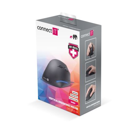 CONNECT IT CMO-2500-BK - Ergonomski žični miš Verti Wire 1000/1600 DPI crni