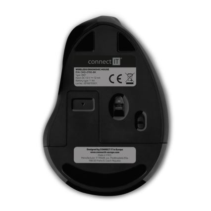 CONNECT IT CMO-2700-BK - Ergonomski bežični miš sa podesivim DPI 800/1200/1600, napajanje 1x AA, crne boje