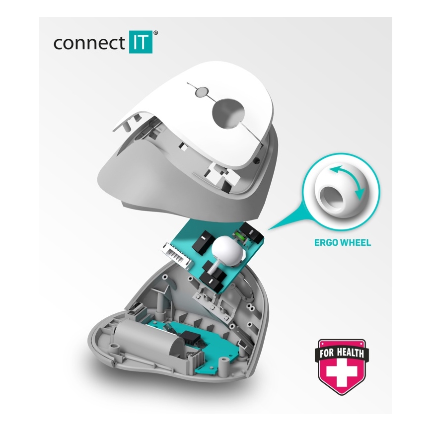 CONNECT IT CMO-2700-WH - Ergonomski bežični miš 800/1200/1600 DPI 1xAA beli