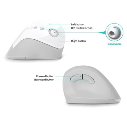 CONNECT IT CMO-2700-WH - Ergonomski bežični miš 800/1200/1600 DPI 1xAA beli
