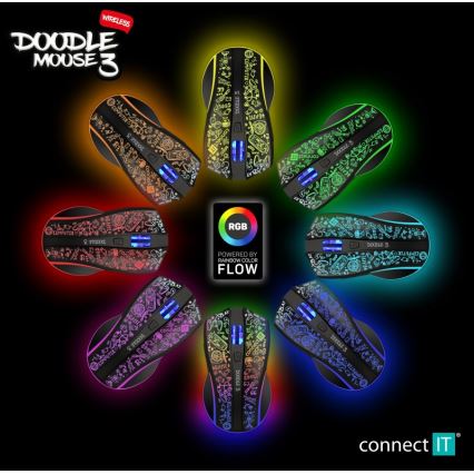 CONNECT IT CMO-3530-DD - LED RGB bežično punjiv gejmerski miš 800/1200/1600/2400/4800 DPI 600 mAh crna