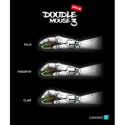 CONNECT IT CMO-3530-DD - LED RGB bežično punjiv gejmerski miš 800/1200/1600/2400/4800 DPI 600 mAh crna