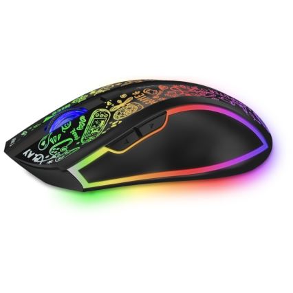 CONNECT IT CMO-3530-DD - LED RGB bežično punjiv gejmerski miš 800/1200/1600/2400/4800 DPI 600 mAh crna