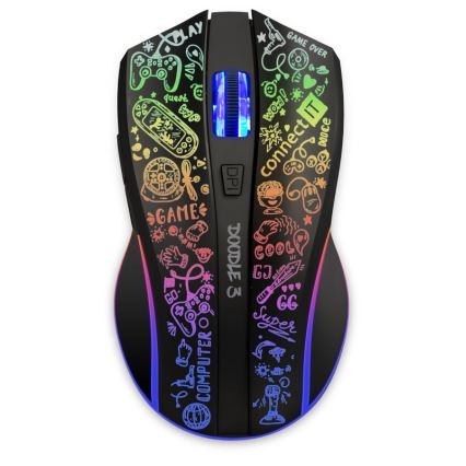 CONNECT IT CMO-3530-DD - LED RGB bežično punjiv gejmerski miš 800/1200/1600/2400/4800 DPI 600 mAh crna