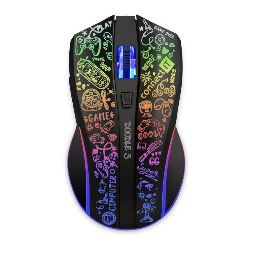 CONNECT IT CMO-3530-DD - LED RGB bežično punjiv gejmerski miš 800/1200/1600/2400/4800 DPI 600 mAh crna