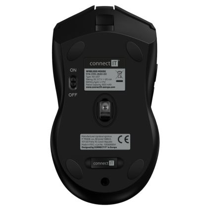CONNECT IT CMO-3530-DD - LED RGB bežično punjiv gejmerski miš 800/1200/1600/2400/4800 DPI 600 mAh crna