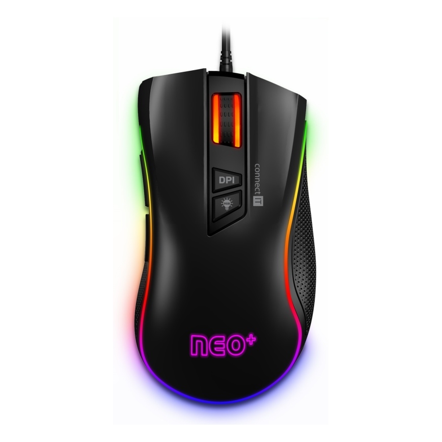 CONNECT IT CMO-3591-BK - LED RGB žični gejmerski miš 500-7200 DPI crna