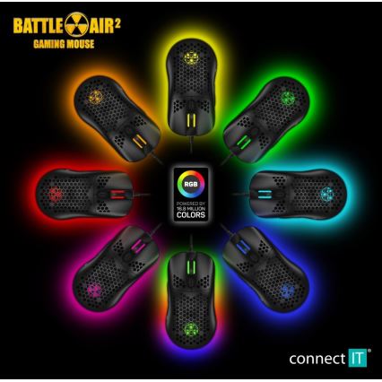 CONNECT IT CMO-5511-BK - LED RGB žični gejmerski miš 200-12800 DPI crne boje