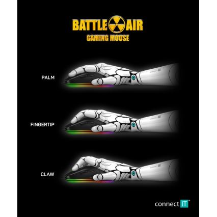 CONNECT IT CMO-5511-BK - LED RGB žični gejmerski miš 200-12800 DPI crne boje