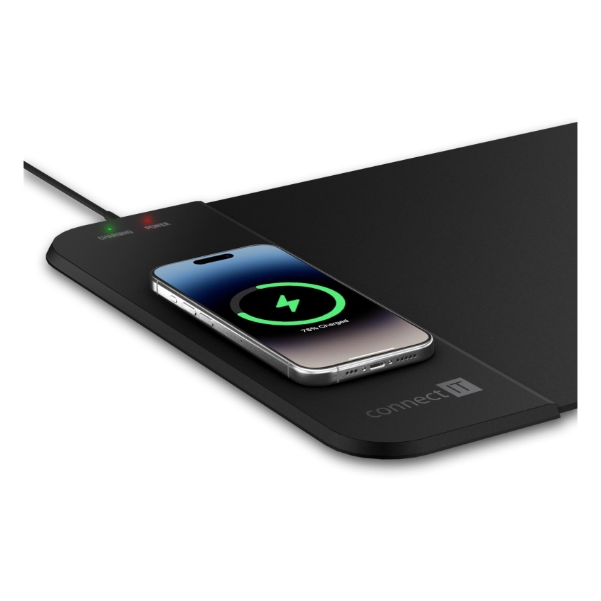 CONNECT IT CMP-2500-LG - Podloga za tastaturu i miš sa Qi bežičnim punjenjem 80x30 cm crna