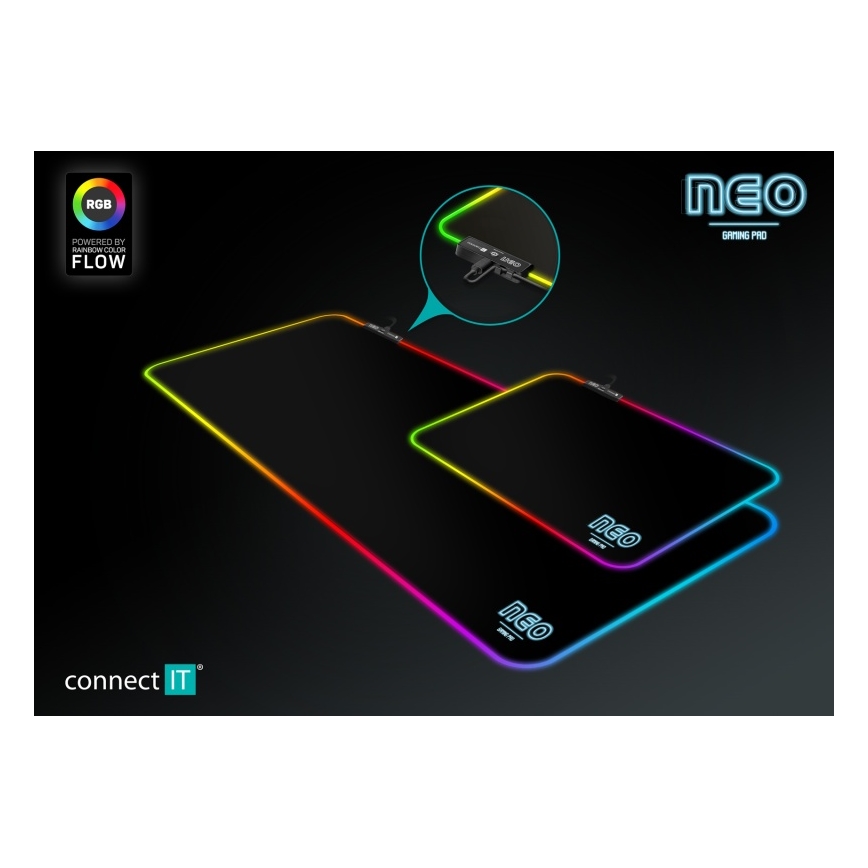 CONNECT IT CMP-3100-LG - LED RGB gejmerska podloga za tastaturu i miša 80x30 cm crna