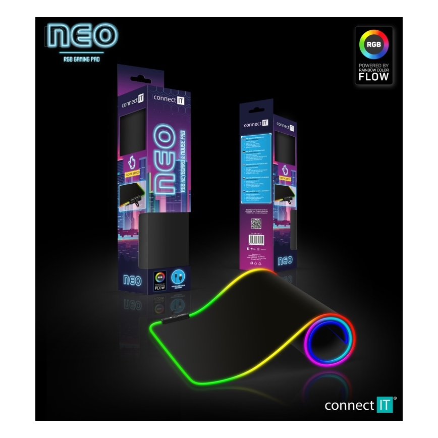 CONNECT IT CMP-3100-LG - LED RGB gejmerska podloga za tastaturu i miša 80x30 cm crna