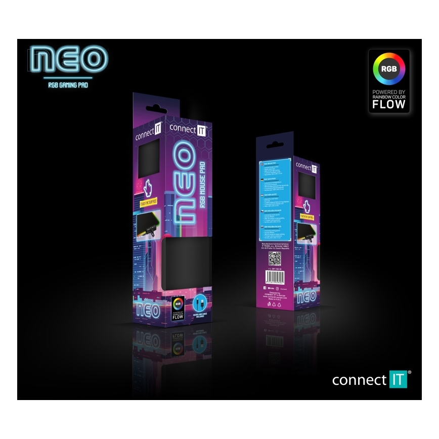 CONNECT IT CMP-3100-SM - LED RGB gejmerska podloga za miš 32x24,5 cm crna