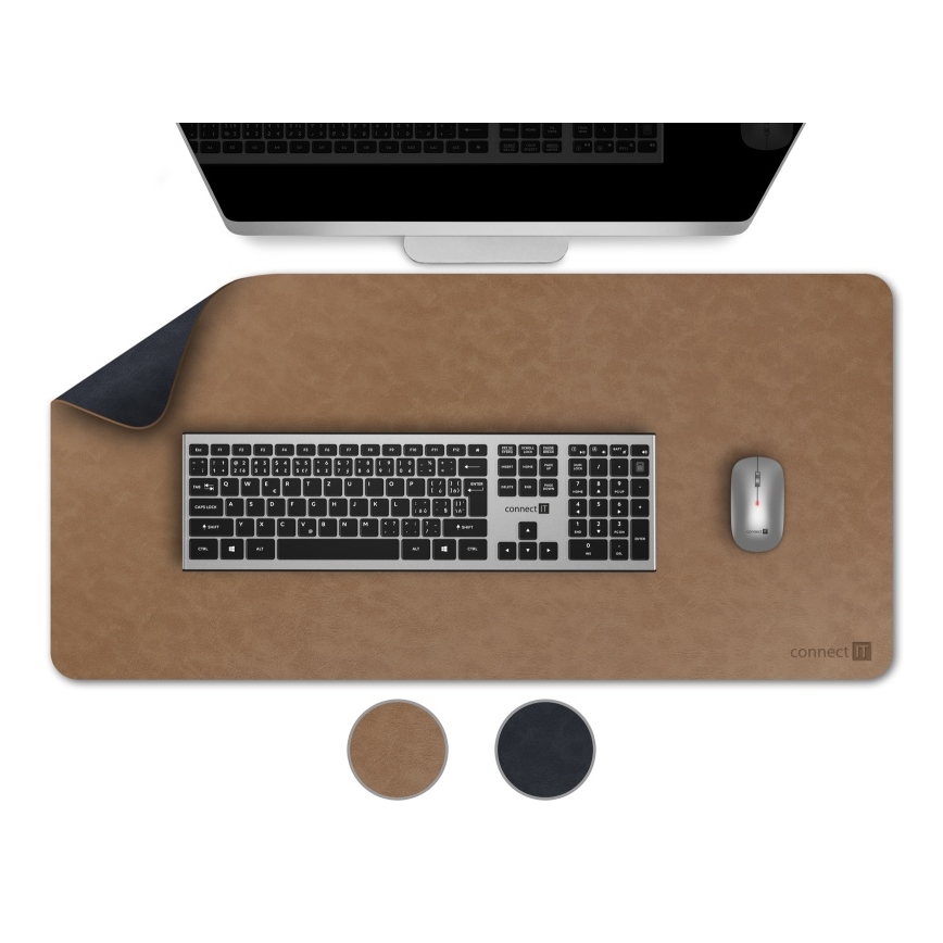 CONNECT IT CMP-4040-LG - Dvostrana podloga za tastaturu i miš 90x40 cm plava/braon