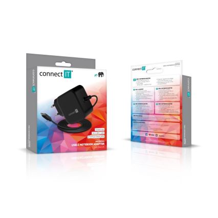 CONNECT IT CNP-1660-BK - Univerzalni USB-C adapter za napajanje laptopova 67W