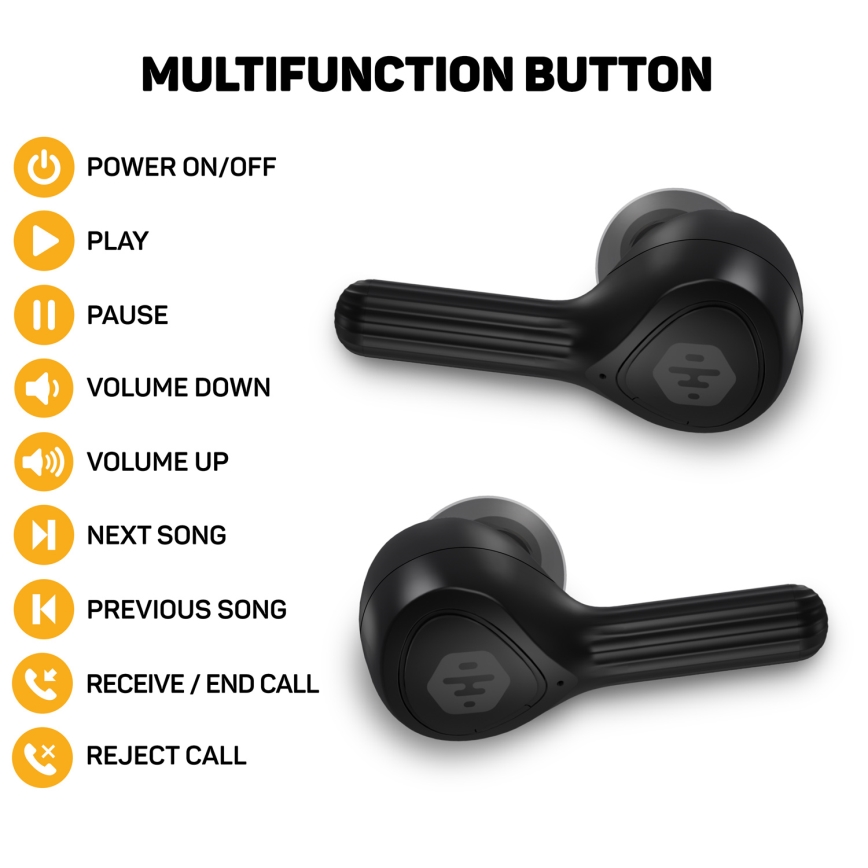 CONNECT IT HEP-5300-BK - Bežične slušalice sa mikrofonom, 300 mAh + 2x 35 mAh, crne