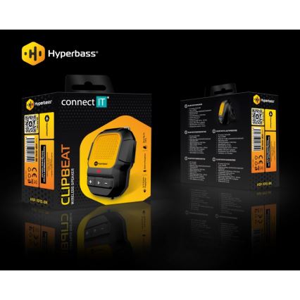 CONNECT IT HSP-1010-BK - Bežični zvučnik sa mikrofonom ClipBEAT 2 W/5 V, 560 mAh, IPX7, crna/žuta
