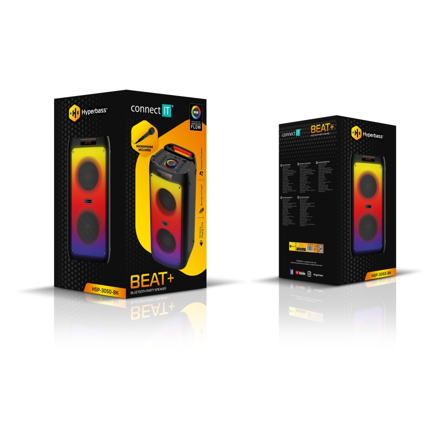 CONNECT IT HSP-3050-BK - LED bežični zvučnik sa mikrofonom 60W/5V 4500 mAh crni + daljinski upravljač
