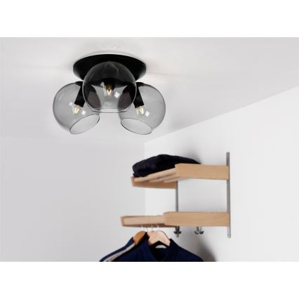 Cottex - Plafonsko svetlo CAPELLA 3xE14/40W/230V, prečnik 37 cm, dimljena/crna