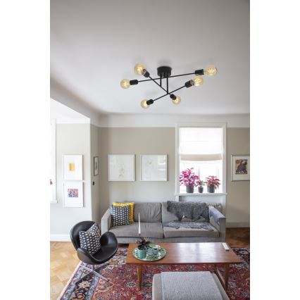 Cottex - Plafonski luster BATON 6xE27/60W/230V crna