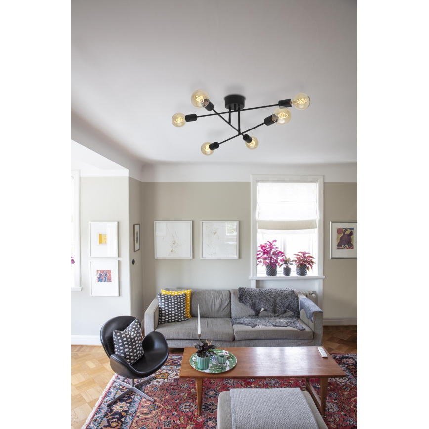 Cottex - Plafonski luster BATON 6xE27/60W/230V crna