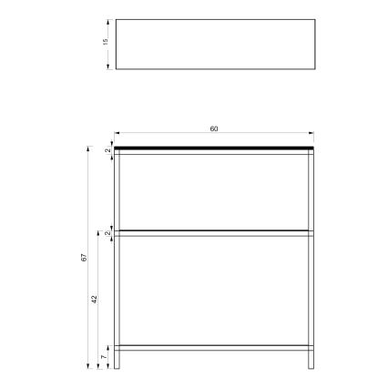 Crna polica za kupatilo 67x60 cm
